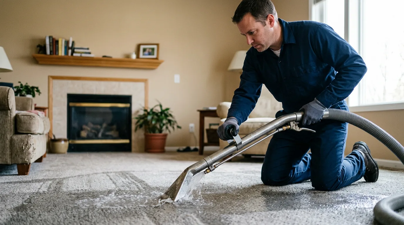 Water damage restoration technician working near Bergman, AR